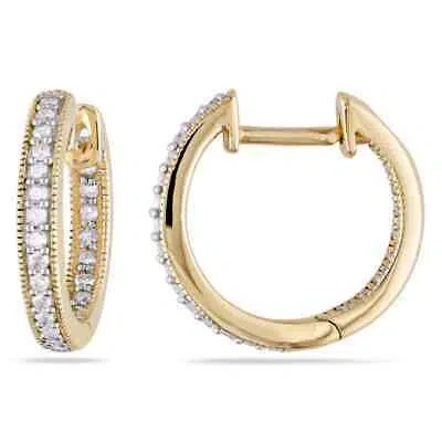 Pre-owned Amour 1/4 Ct Tw Diamond Inside Outside Hoop Earrings In 14k Yellow Gold In Check Description