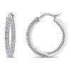 Amour 1/4 Ct Tw Diamond Inside Outside Hoop Earrings In Sterling Silver In Silver / White