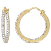 AMOUR AMOUR 1/4 CT TW DIAMOND INSIDE OUTSIDE HOOP EARRINGS IN YELLOW PLATED STERLING SILVER