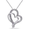 Amour 1/4 Ct Tw Diamond Interlocking Heart Pendant With Chain In Sterling Silver In Silver / Spring / White