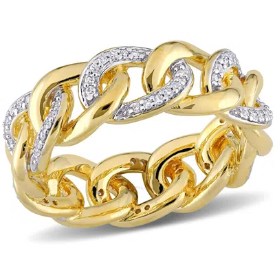 Amour 1/4 Ct Tw Diamond Link Ring In Yellow Plated Sterling Silver In Gold
