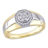 AMOUR AMOUR 1/4 CT TW DIAMOND OCTAGONAL MEN'S RING IN 10K WHITE AND YELLOW GOLD