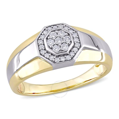 Amour 1/4 Ct Tw Diamond Octagonal Men's Ring In 10k White And Yellow Gold In Multi-color