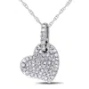 Amour 1/4 Ct Tw Diamond Pave Heart Pendant With Chain In 10k White Gold In White
