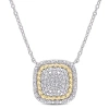 AMOUR AMOUR 1/4 CT TW DIAMOND ROPE DESIGN SQUARE PENDANT WITH CHAIN IN WHITE AND YELLOW PLATED STERLING SI