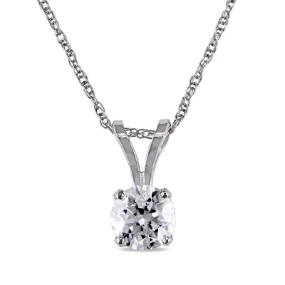 Amour 1/4 Ct Tw Diamond Solitaire Pendant With Chain In 14k White Gold