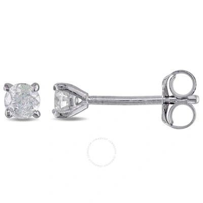 Amour 1/4 Ct Tw Diamond Stud Earrings In 14k White Gold In Metallic