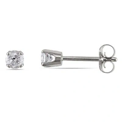 Pre-owned Amour 1/4 Ct Tw Diamond Stud Earrings In 14k White Gold In Check Description