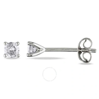 Amour 1/4 Ct Tw Diamond Stud Earrings In Sterling Silver In Silver / White