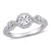 Amour 1/4 Ct Tw Diamond Swirl Halo Ring In Sterling Silver In White