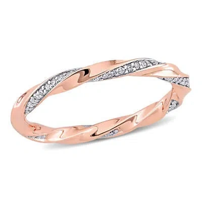 Pre-owned Amour 1/4 Ct Tw Diamond Twist Eternity Ring In 10k Rose Gold In Pink