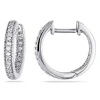 Amour 1/4 Ct Tw Inside Outside Diamond Hoop Earrings In 14k White Gold In Gold / White