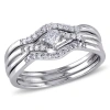 AMOUR AMOUR 1/4 CT TW PRINCESS CUT AND ROUND DIAMOND CROSSOVER BRIDAL SET IN 10K WHITE GOLD