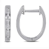 AMOUR AMOUR 1/4 CT TW PRINCESS CUT CHANNEL SET DIAMOND HOOP EARRINGS IN STERLING SILVER