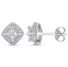 Amour 1/4 Ct Tw Princess Cut Diamond Cluster Stud Earrings In 10k White Gold In White