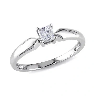 Pre-owned Amour 1/4 Ct Tw Princess Cut Diamond Solitaire Engagement Ring In 10k White Gold In Check Description