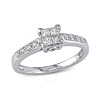 Amour 1/4 Ct Tw Princess Cut Quad And Round Diamond Engagement Ring In 10k White Gold In Gold / White