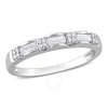 Amour 1/4 Ct Tw Round And Parallel Baguette-cut Diamond Anniversary Ring In Platinum In White