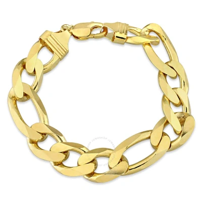 Amour 14.5mm Figaro Chain Bracelet In Yellow Plated Sterling Silver