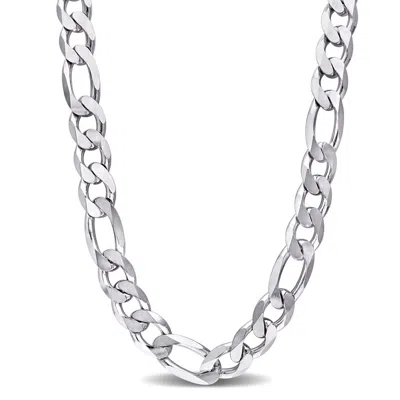 Amour Figaro Chain Necklace In Sterling Silver In White