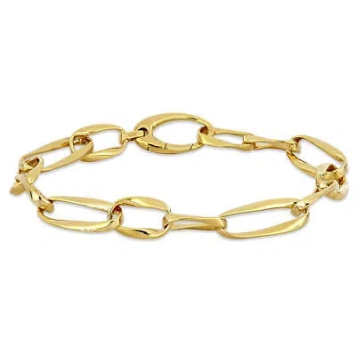 Pre-owned Amour 14k Gold Oval Link Bracelet - 8" Length, Yellow Gold, Jms010852
