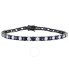 AMOUR AMOUR 15 1/2 CT TGW CREATED WHITE AND BLUE SAPPHIRE MEN'S TENNIS BRACELET IN BLACK RHODIUM PLATED ST