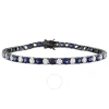 Amour 15 1/2 Ct Tgw Created White And Blue Sapphire Men's Tennis Bracelet In Black Rhodium Plated St In Black