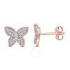 AMOUR AMOUR 1/5 CT TDW DIAMOND BUTTERFLY STUD EARRINGS IN 10K ROSE GOLD
