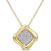 AMOUR AMOUR 1/5 CT TDW DIAMOND HALO PENDANT WITH CHAIN IN YELLOW PLATED STERLING SILVER