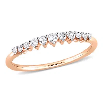 Pre-owned Amour 1/5 Ct Tdw Diamond Semi-eternity Ring In 14k Rose Gold In Pink