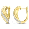 AMOUR AMOUR 1/5 CT TDW DIAMOND SWIRL DESIGN HOOP EARRINGS IN 14K YELLOW GOLD