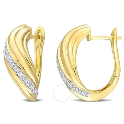 Amour 1/5 Ct Tdw Diamond Swirl Design Hoop Earrings In 14k Yellow Gold