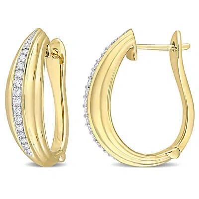 Pre-owned Amour 1/5 Ct Tdw Graduated Diamond Hoop Earrings In 14k Yellow Gold