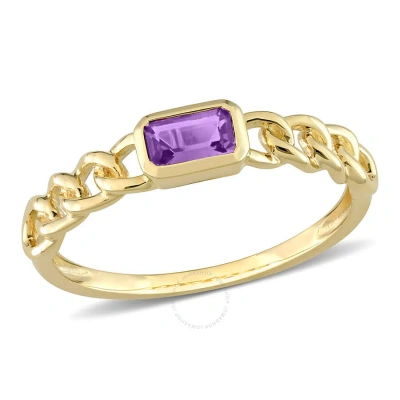 Amour 1/5 Ct Tgw Octagon Amethyst Link Ring In 10k Yellow Gold