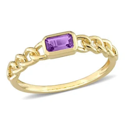 Pre-owned Amour 1/5 Ct Tgw Octagon Amethyst Link Ring In 10k Yellow Gold