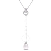 Amour 1/5 Ct Tgw White Topaz And 8 - 8.5 Mm White Cultured Freshwater Pearl Drop Pendant With Chain In White
