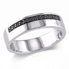 AMOUR AMOUR 1/5 CT TW BLACK DIAMOND SINGLE ROW MEN'S RING IN STERLING SILVER