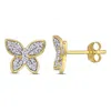 Amour 1/5 Ct Tw Diamond Butterfly Stud Earrings In 10k Yellow Gold In Yellow