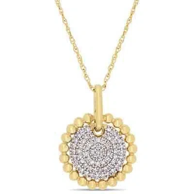 Pre-owned Amour 1/5 Ct Tw Diamond Cluster Pendant With Chain In 10k Yellow Gold In Check Description