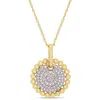 AMOUR AMOUR 1/5 CT TW DIAMOND CLUSTER PENDANT WITH CHAIN IN 10K YELLOW GOLD