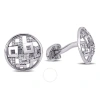 AMOUR AMOUR 1/5 CT TW DIAMOND LATTICE CUFFLINKS IN STERLING SILVER