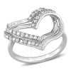AMOUR AMOUR 1/5 CT TW DIAMOND OPEN HEART RING IN STERLING SILVER