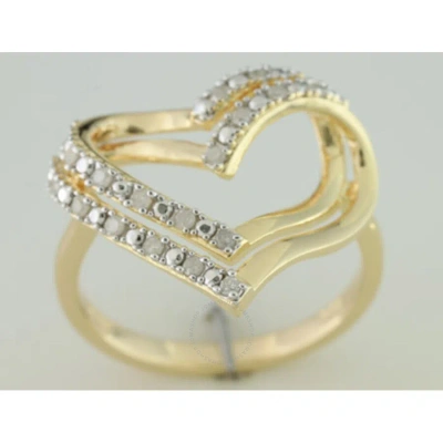 Amour 1/5 Ct Tw Diamond Open Heart Ring In Yellow Plated Sterling Silver
