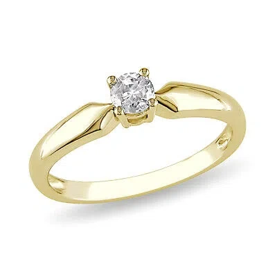 Pre-owned Amour 1/5 Ct Tw Diamond Solitaire Engagement Ring In 10k Yellow Gold In Check Description