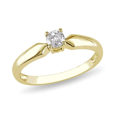 Amour 1/5 Ct Tw Diamond Solitaire Engagement Ring In 10k Yellow Gold In Gold / Gold Tone / Yellow