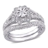 AMOUR AMOUR 1/5 CT TW DIAMOND VINTAGE BRIDAL SET IN STERLING SILVER