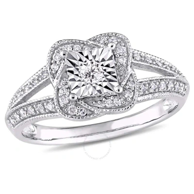 Amour 1/5 Ct Tw Diamond Vintage Split Shank Ring In 10k White Gold