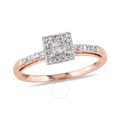 Amour 1/5 Ct Tw Princess Cut Diamond Engagement Ring In 10k Rose Gold
