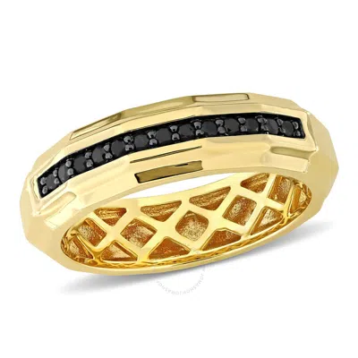 Amour 1/5ct Tdw Channel-set Black Diamond Ring In 14k Yellow Gold