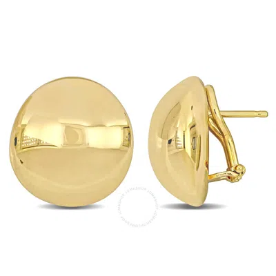 Amour 15mm Domed Omega Clip Back Earrings In 14k Yellow Gold